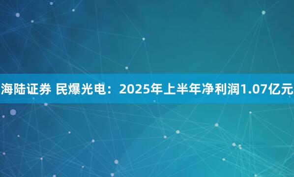 海陆证券 民爆光电：2025年上半年净利润1.07亿元