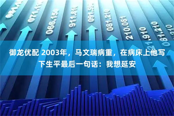 御龙优配 2003年,马文瑞病重,在病床上他写下生平最后一句话:我想延安